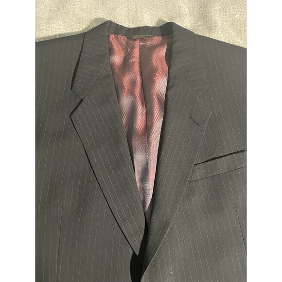 C & R Clothier Coat Blazer Men's Large Black Wool, Striped Coat - Picture 2 of 16